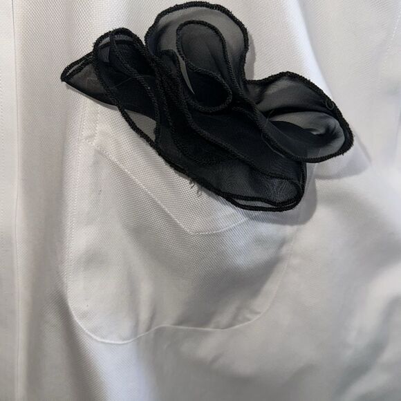 Semi sheer black polyester round pocket square or handkerchief - Picture 5 of 5